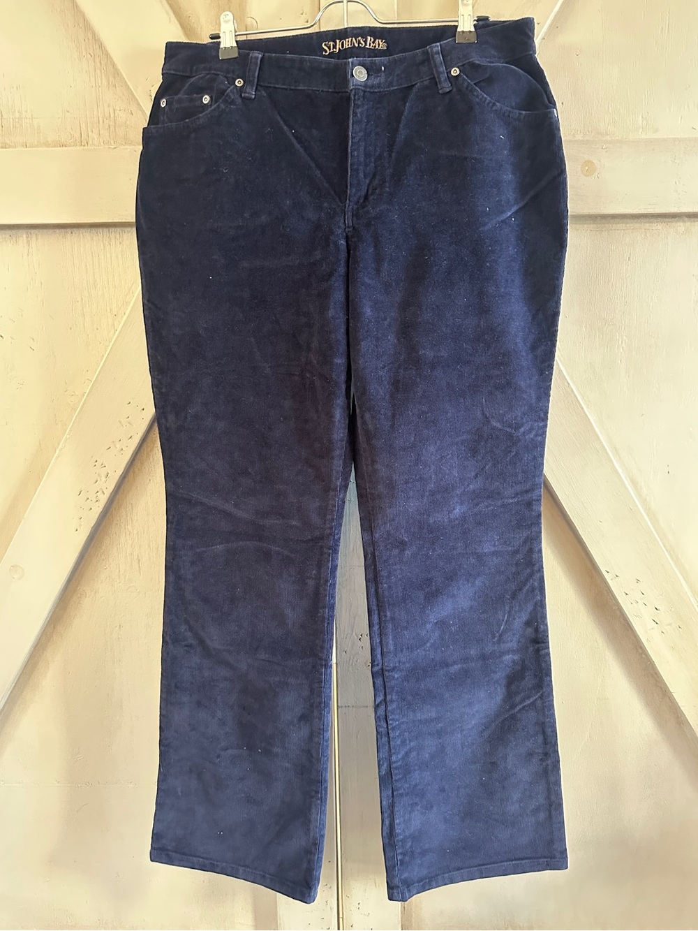 St. John’s Bay Bootcut Corduroy Pants Navy Blue Women’s Size 12 Stretch